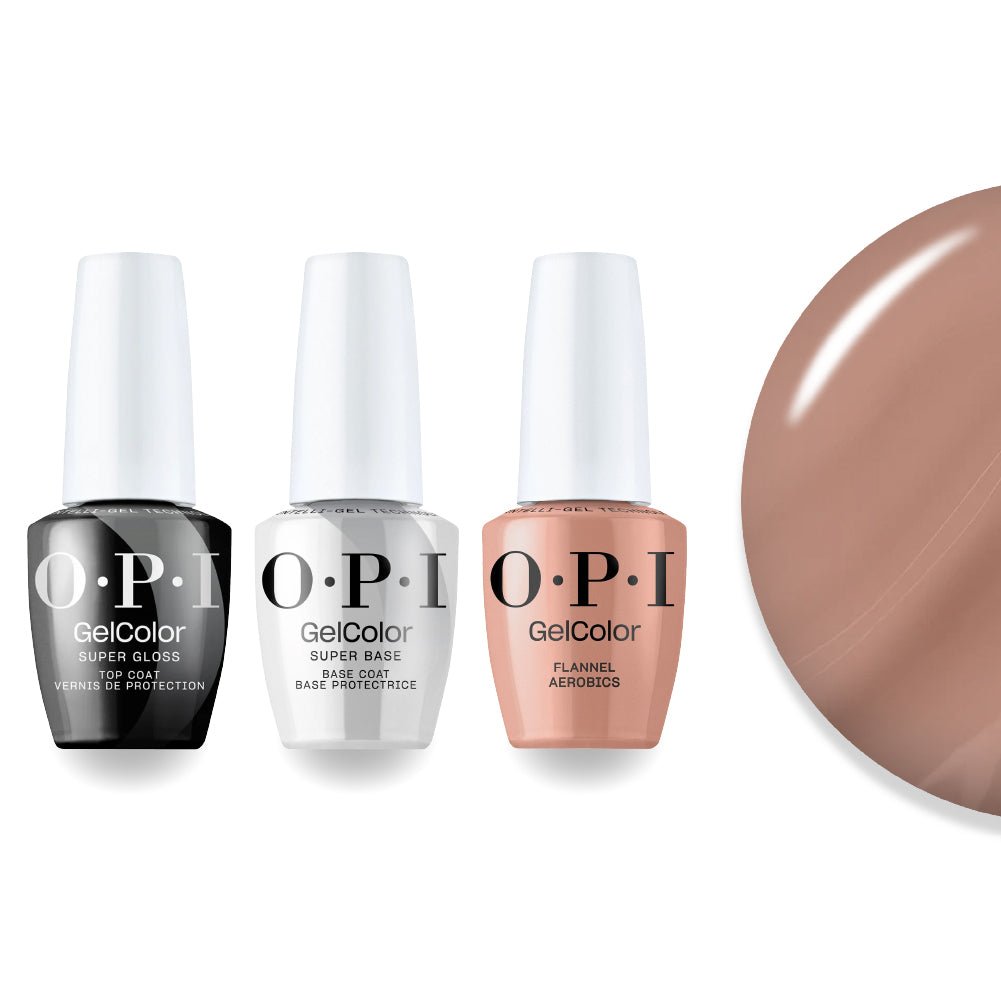 OPI + Super Glossy Top Super Base - F027 Flannel Aerobics - DTK Nail Supply