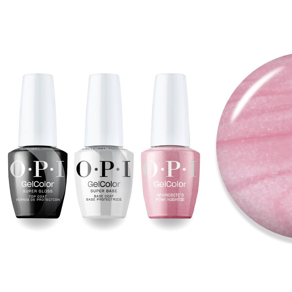OPI Intelli-Gel Combo - Super Base Coat, Super Gloss Top Coat & G01 Aphrodite's Pink Nightie, FREE Nail Sticker - DTK Nail Supply