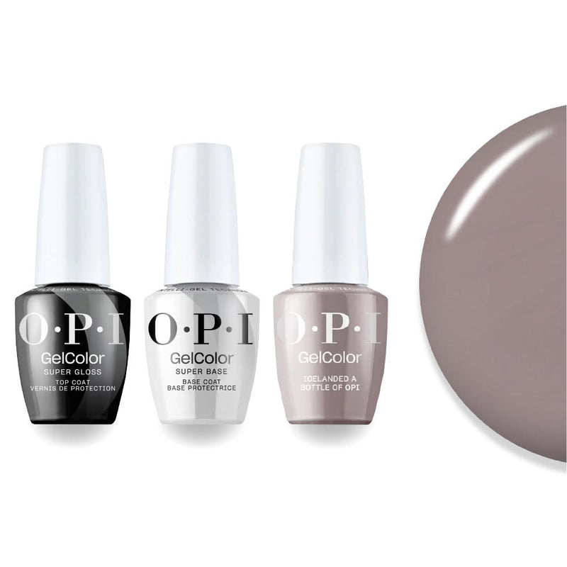 OPI Intelli-Gel Combo - Super Base Coat, Super Gloss Top Coat & I53 Icelanded a Bottle of OPI, FREE Nail Sticker - DTK Nail Supply