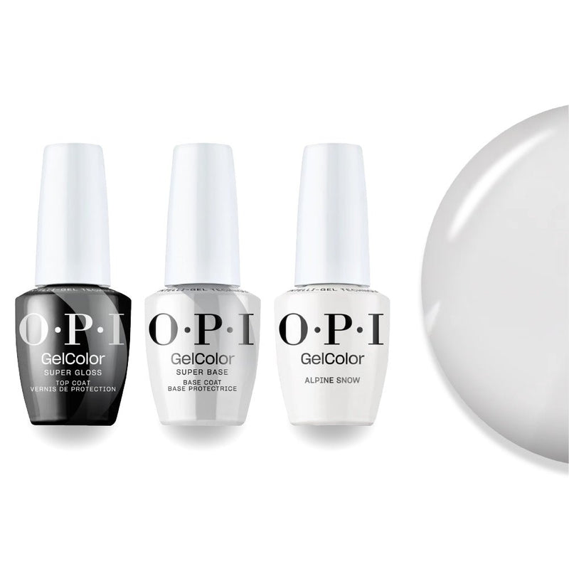 OPI Intelli-Gel Combo - Super Base Coat, Super Gloss Top Coat & L00 Alpine Snow, FREE Nail Sticker - DTK Nail Supply