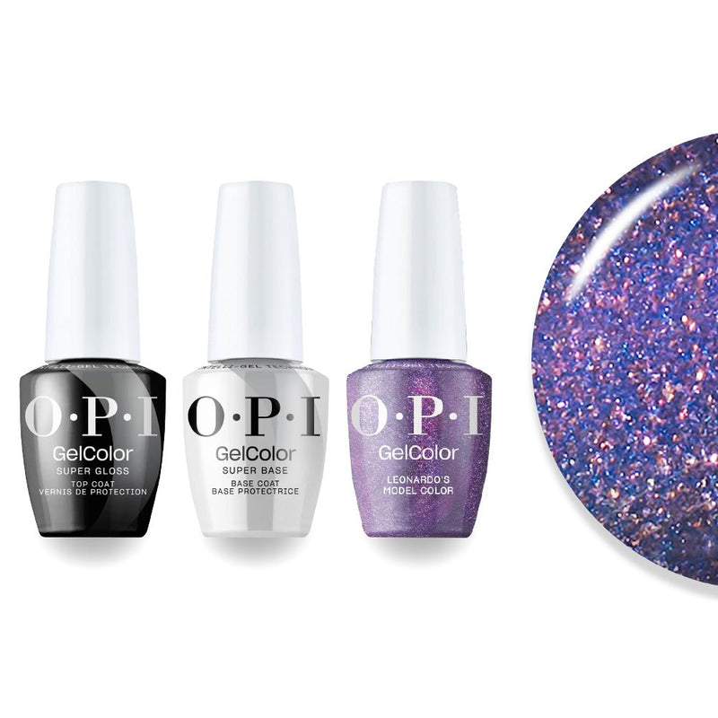 OPI Intelli-Gel Combo - Super Base Coat, Super Gloss Top Coat & M11 Leonardo's Model Color, FREE Nail Sticker - DTK Nail Supply