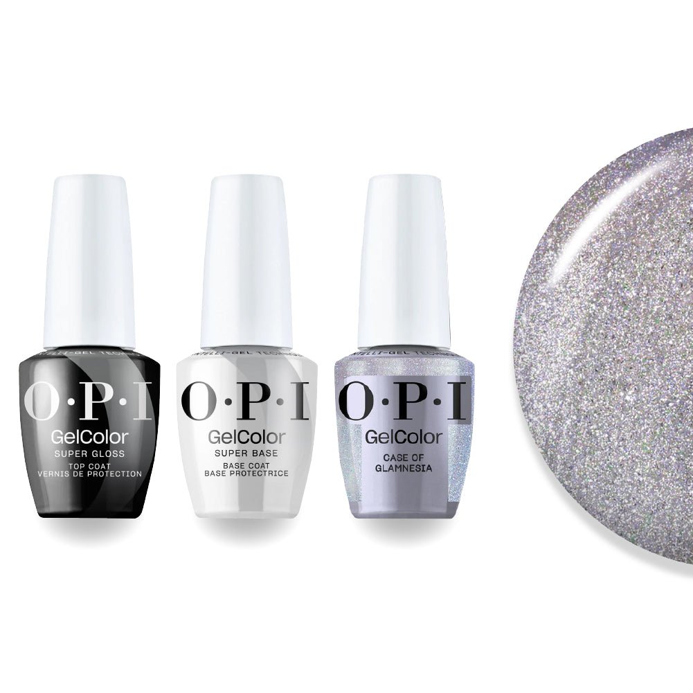 OPI Intelli-Gel Combo - Super Base Coat, Super Gloss Top Coat & S48 Case of Glamnesia, FREE Nail Sticker - DTK Nail Supply