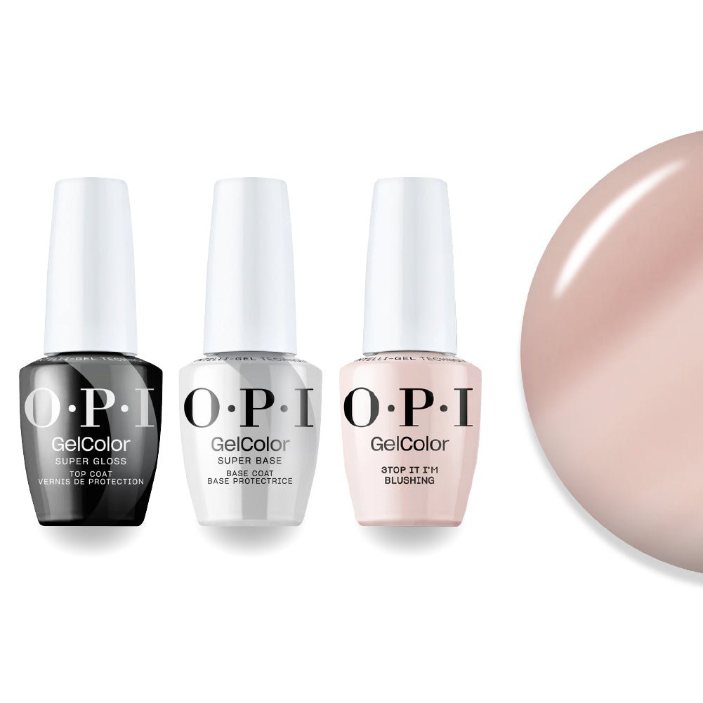 OPI + Super Glossy Top Super Base - T74 Stop It I'm Blushing - DTK Nail Supply