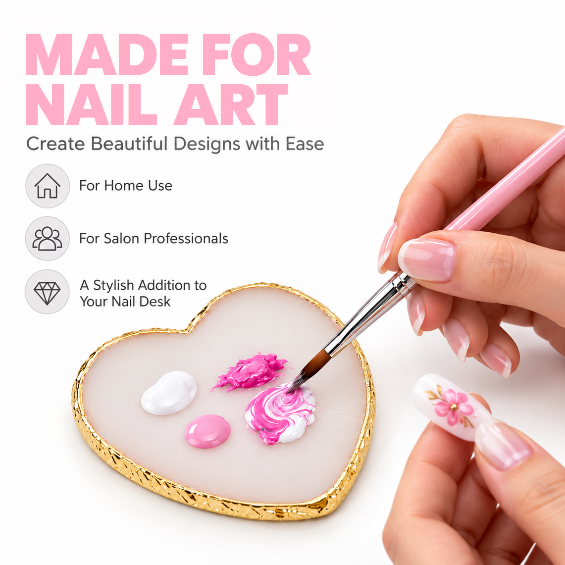 Color Mixing Palette - Heart White - DTK Nail Supply