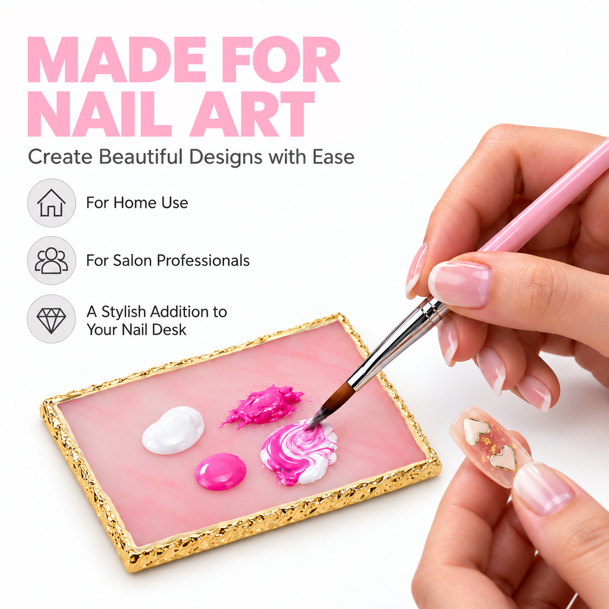 Color Mixing Palette - Rectangle Pink - DTK Nail Supply