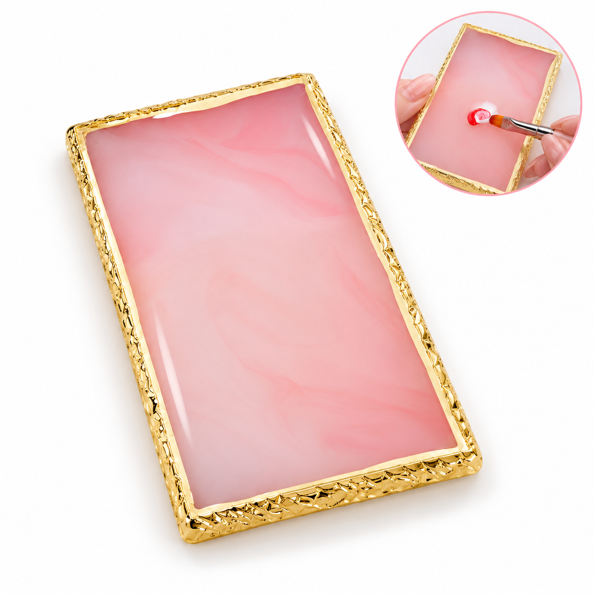 Color Mixing Palette - Rectangle Pink - DTK Nail Supply
