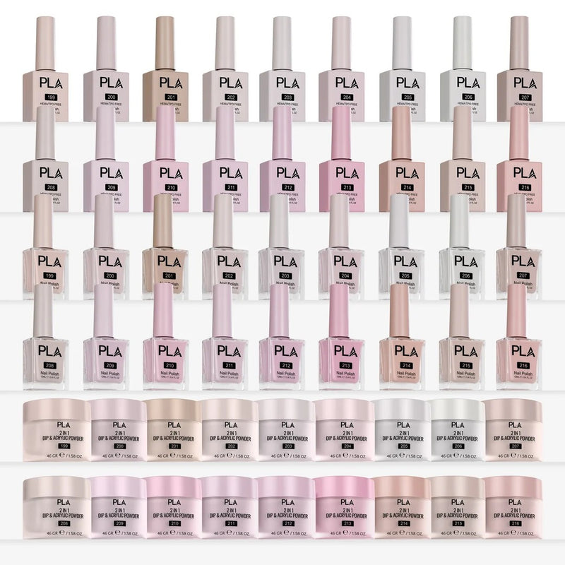 PLA Fashionably Light Collection - Set of 18 Colors - Gel Polish, Nail Lacquer & Dip Powder - DTK Nail Supply