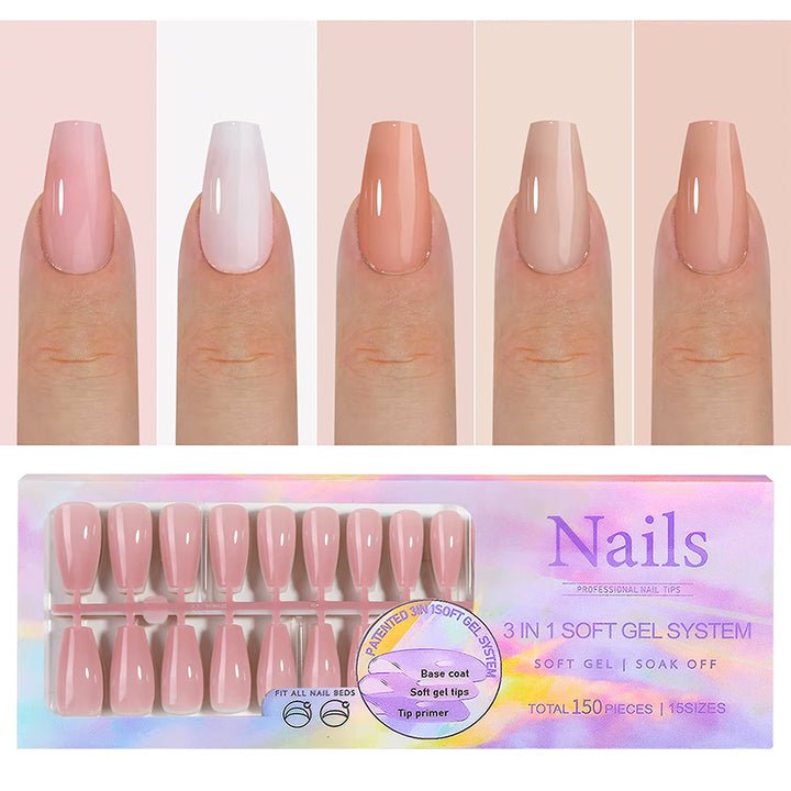 Press On Nails 150pcs/box - 01 - Medium Ballerina - DTK Nail Supply