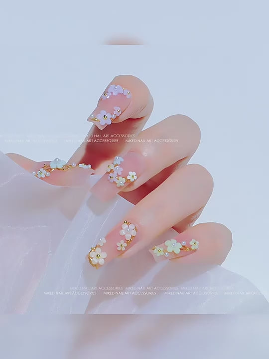 Mixed Acrylic Flower & Pearl Bead Set - 09 - Blooming