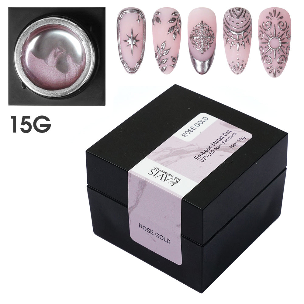 Emboss Gel Polish Nail Art - 15g Rose Gold