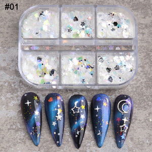  6 Grids of Holographic - 1909-01 - #26 Galaxy by Nail Charm sold by DTK Nail Supply