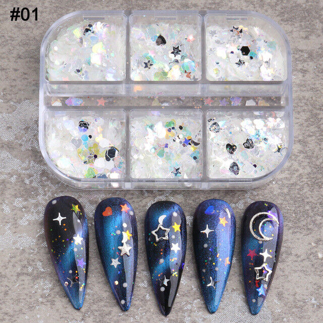  6 Grids of Holographic - 1909-01 - #26 Galaxy by Nail Charm sold by DTK Nail Supply