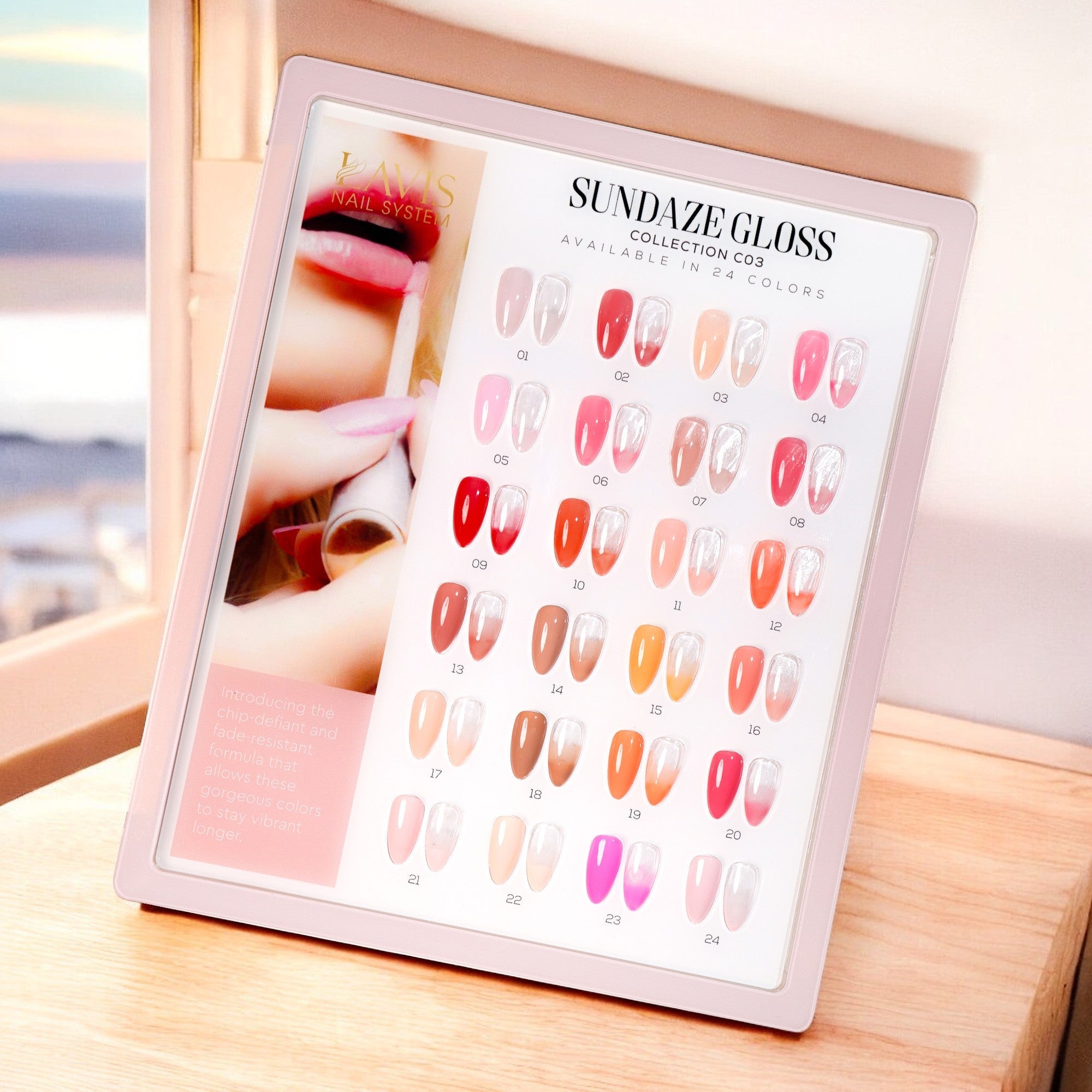 (Sample) LAVIS C03 - Set 24 Color - Gel Polish 0.5 oz - Sundaze Gloss Collection - DTK Nail Supply