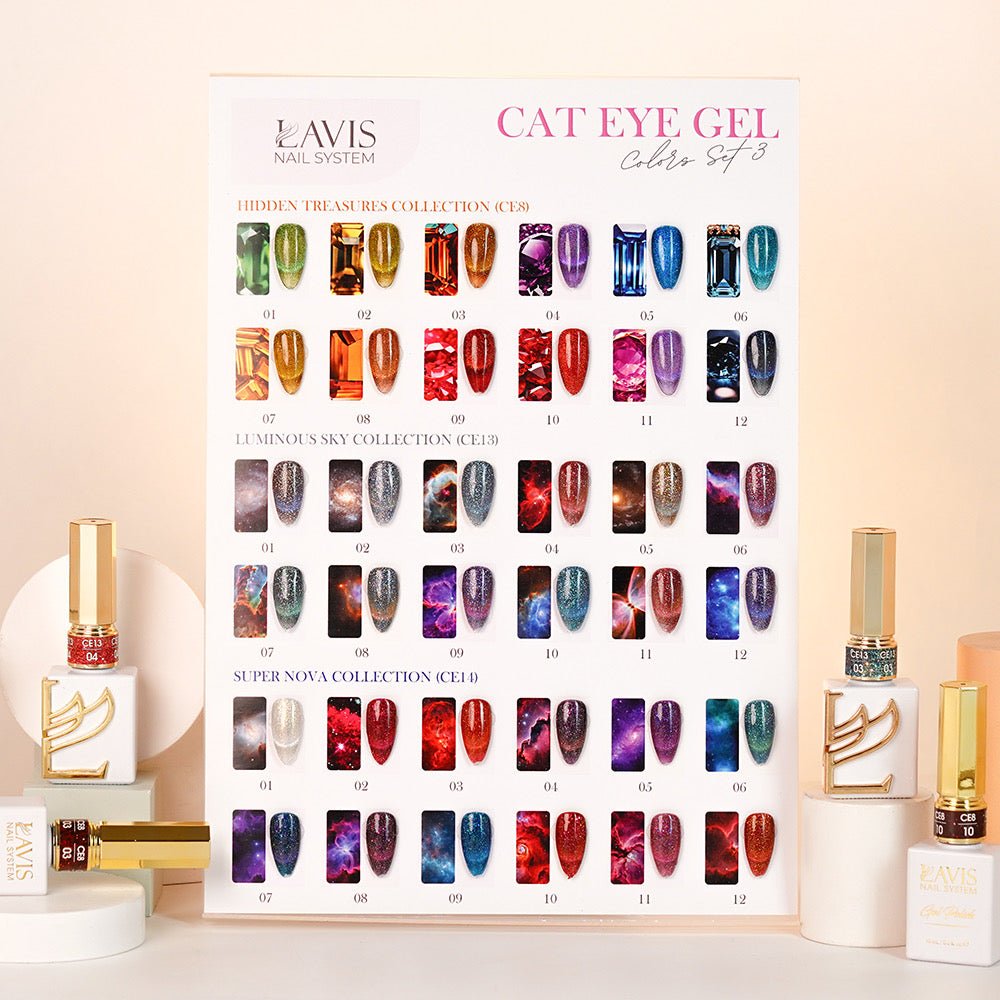 (Sample) LAVIS Cat Eyes Set 3 - (CE8, CE13, CE14) - Gel Polish 0.5 oz - DTK Nail Supply