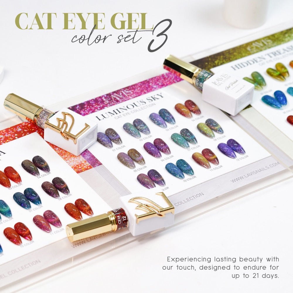 (Sample) LAVIS Cat Eyes Set 3 - (CE8, CE13, CE14) - Gel Polish 0.5 oz - DTK Nail Supply