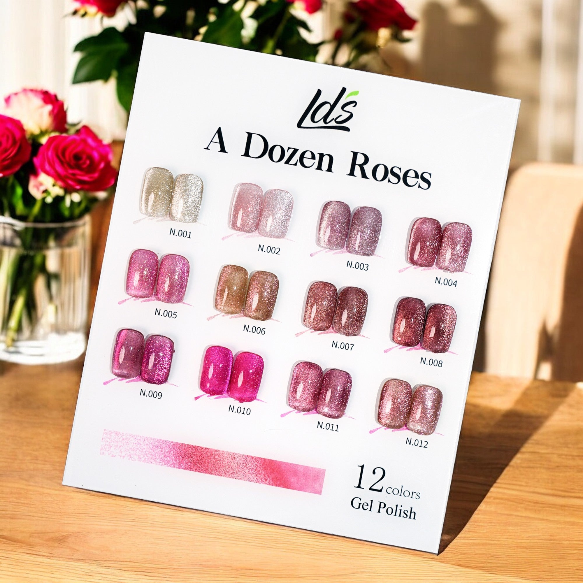 (Sample) LDS DR 12 Colors - Gel Polish 0.5 oz - Dozen Roses Collection - DTK Nail Supply
