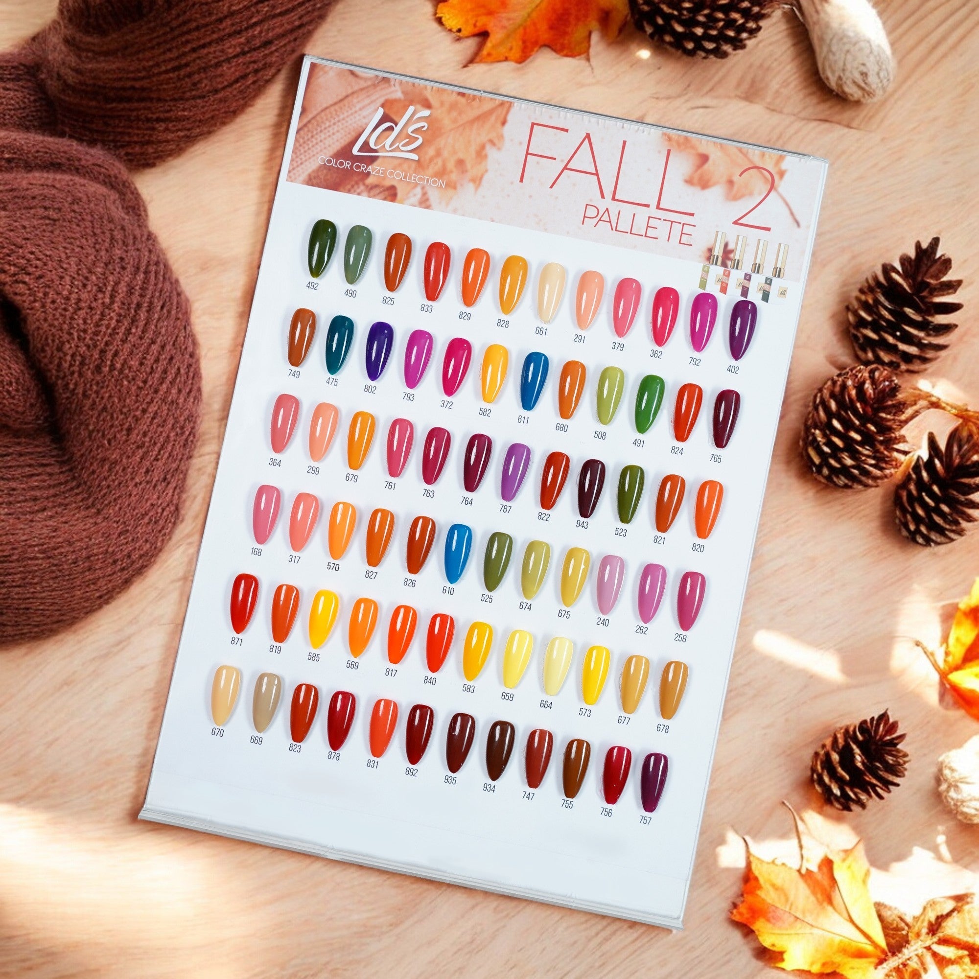 (Sample) LDS Set 72 Colors - Gel Polish 0.5oz - Fall 2 Palette Collection - DTK Nail Supply