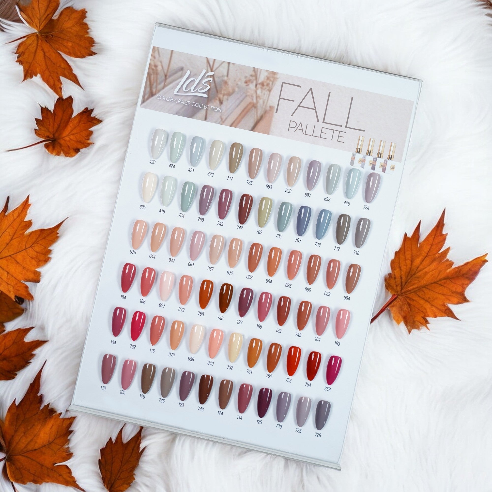 (Sample) LDS Set 72 Colors - Gel Polish 0.5oz - Fall Palette Collection - DTK Nail Supply