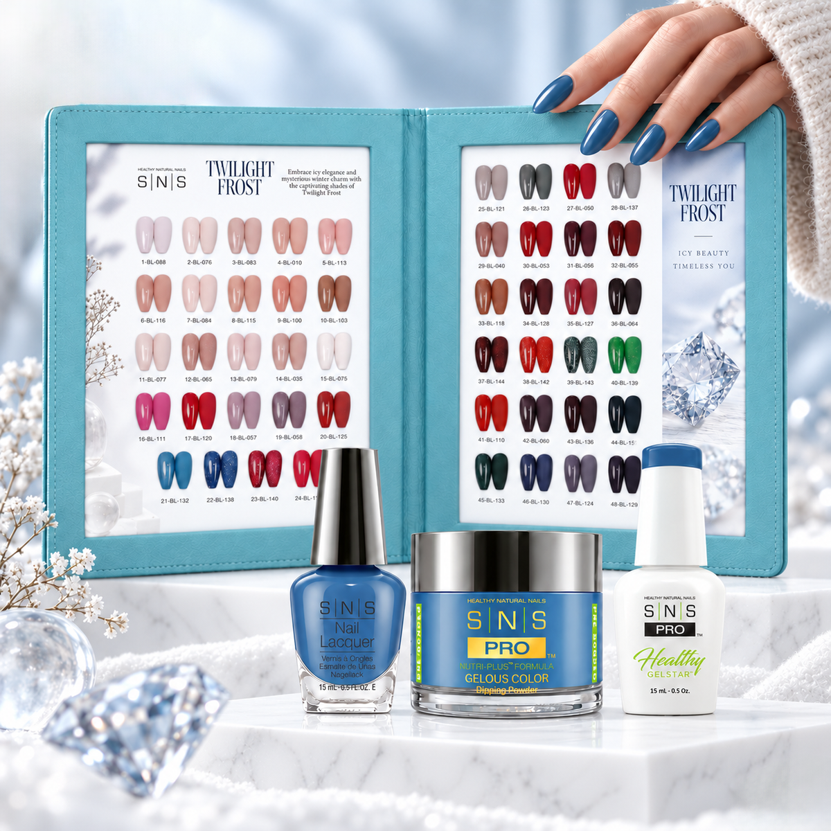 SNS Pro 4 in 1 Twilight Frost - Set 48 Colors - Dip & Acrylic, Gel & Lacquer Matching - DTK Nail Supply