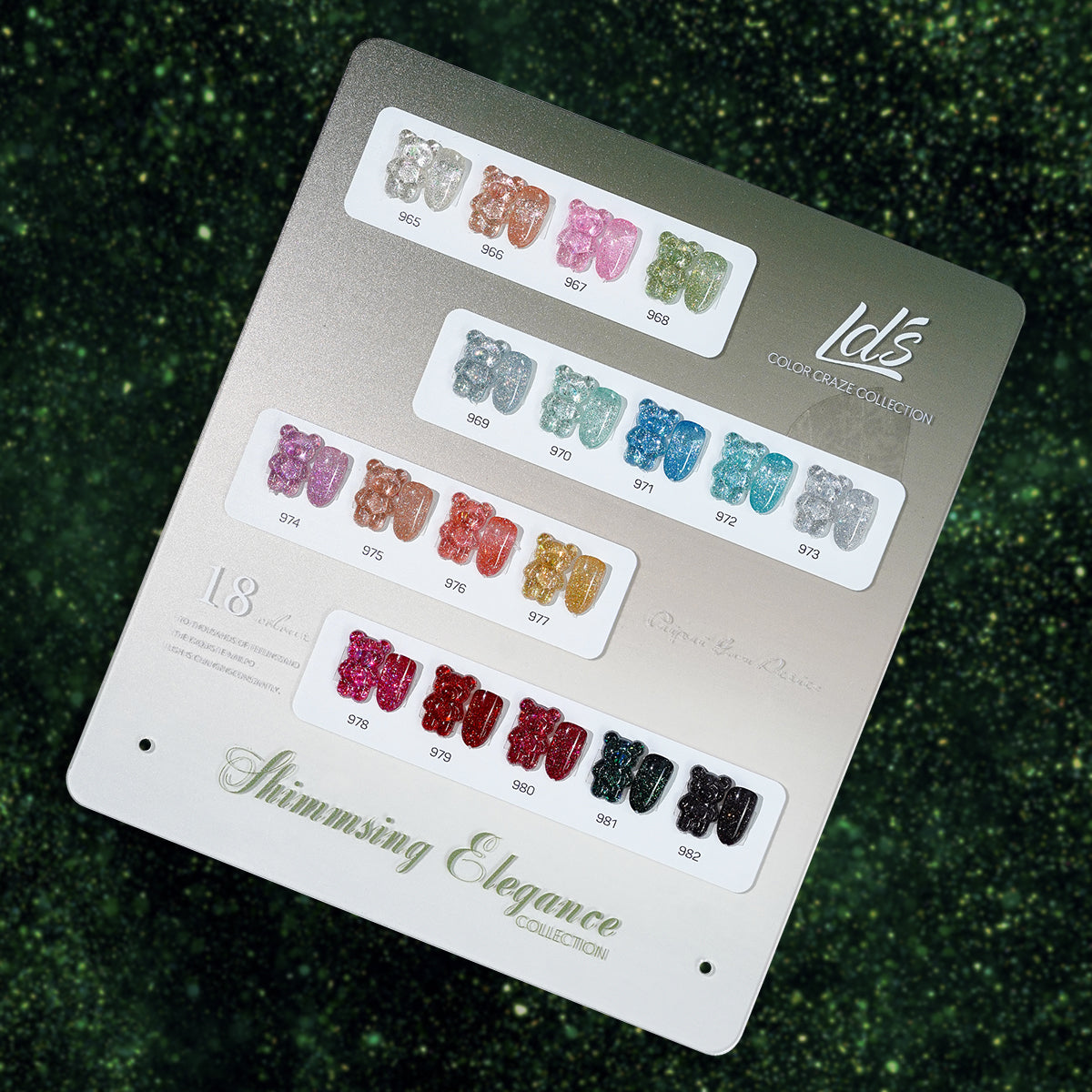 LDS Color Craze Gel Nail Polish - Set 18 Colors - Shimmsing Elegance Collection