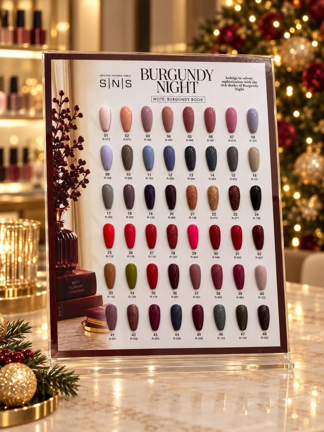 SNS Pro Burgundy Night Gel & Lacquer Duo Set 48 Colors + FREE LAVIS Gel Polish Base & Top Coat