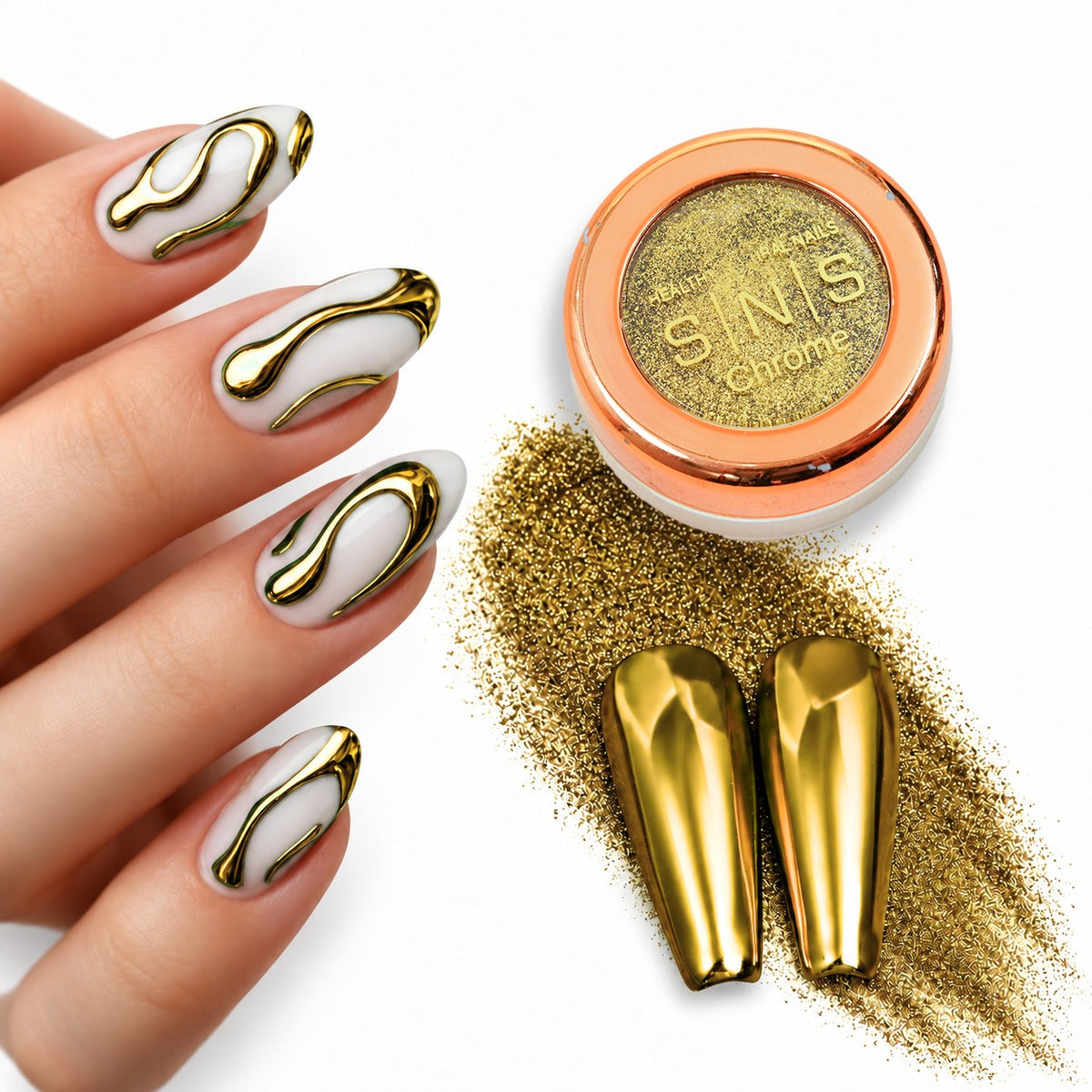 SNS Chrome Powder - Set 12 Colors with SNS Chrome Base & Chrome Top - DTK Nail Supply