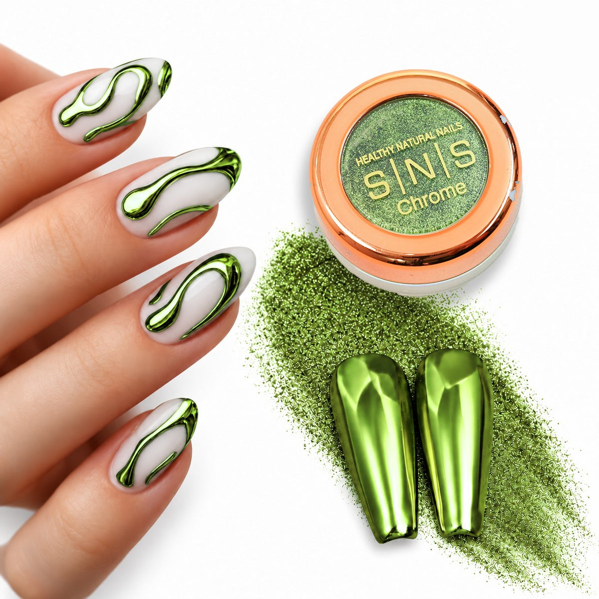 SNS Chrome Powder - Set 12 Colors with SNS Chrome Base & Chrome Top - DTK Nail Supply