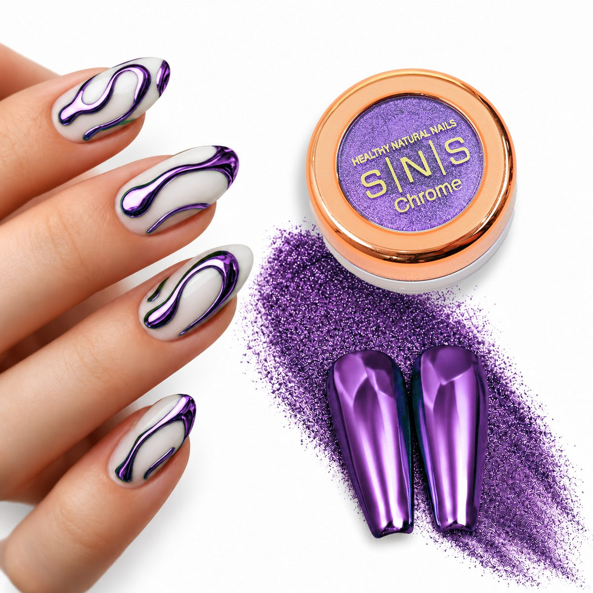 SNS Chrome Powder - Set 12 Colors with SNS Chrome Base & Chrome Top - DTK Nail Supply