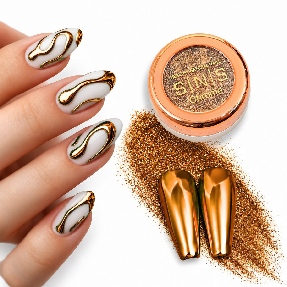 SNS Chrome Powder - Set 12 Colors with SNS Chrome Base & Chrome Top - DTK Nail Supply
