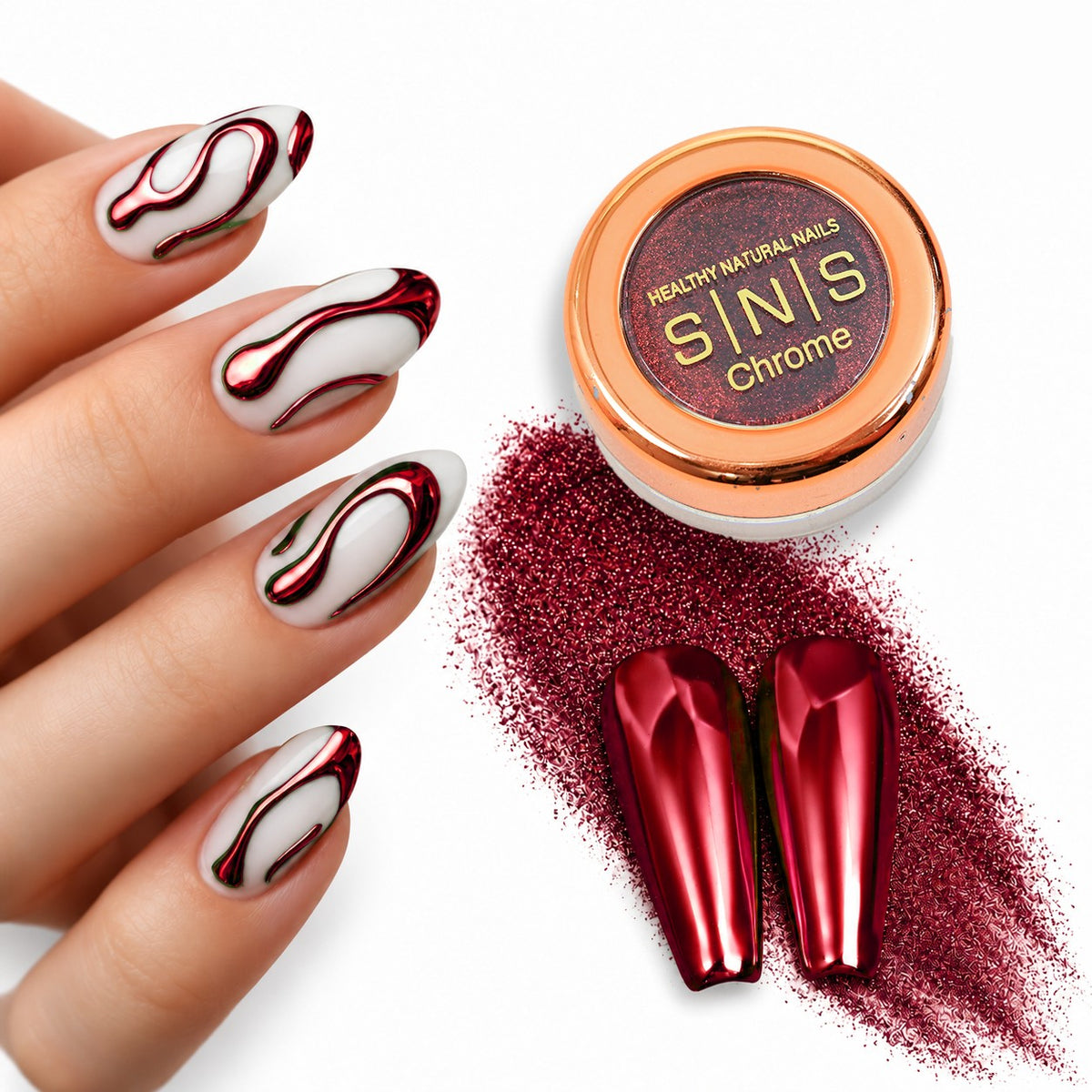 SNS Chrome Powder - Set 12 Colors with SNS Chrome Base & Chrome Top - DTK Nail Supply