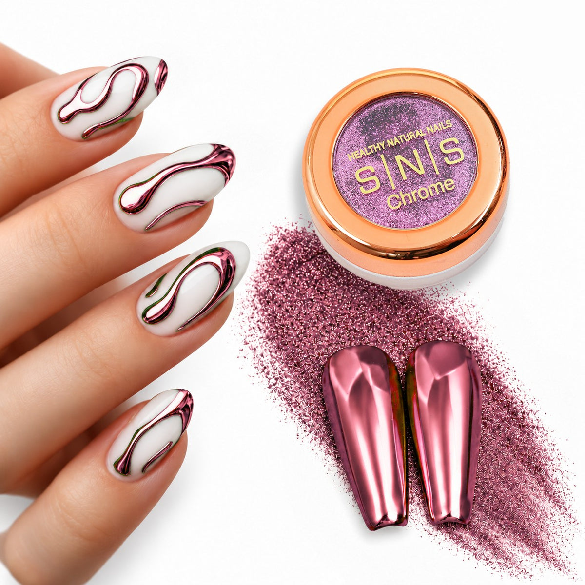 SNS Chrome Powder - Set 12 Colors with SNS Chrome Base & Chrome Top - DTK Nail Supply