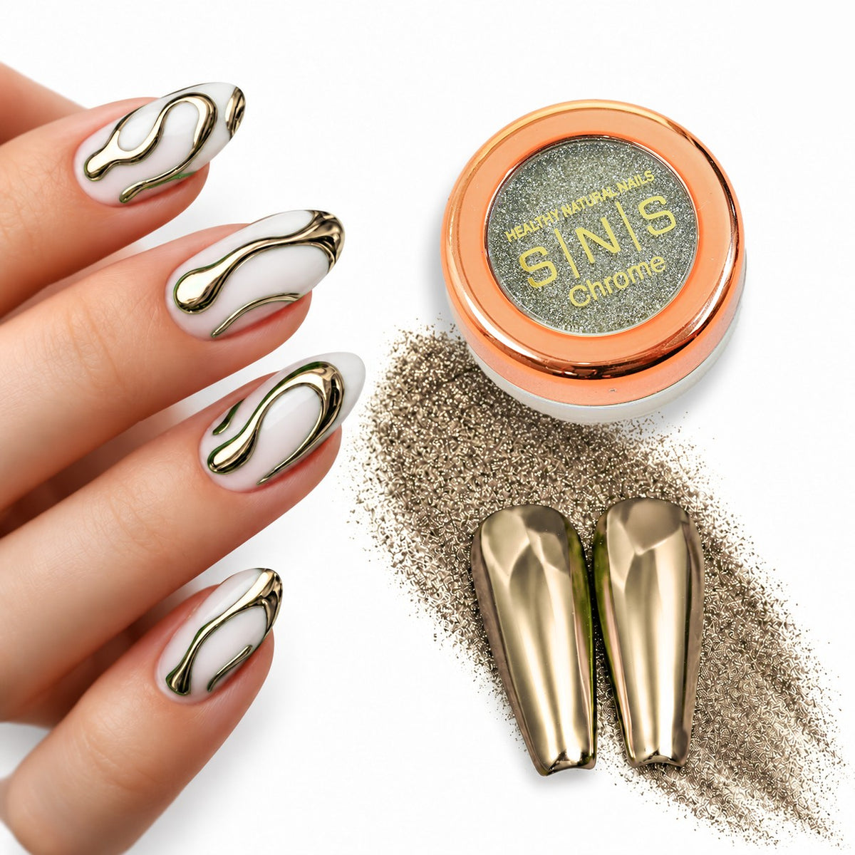 SNS Chrome Powder - Set 12 Colors with SNS Chrome Base & Chrome Top - DTK Nail Supply