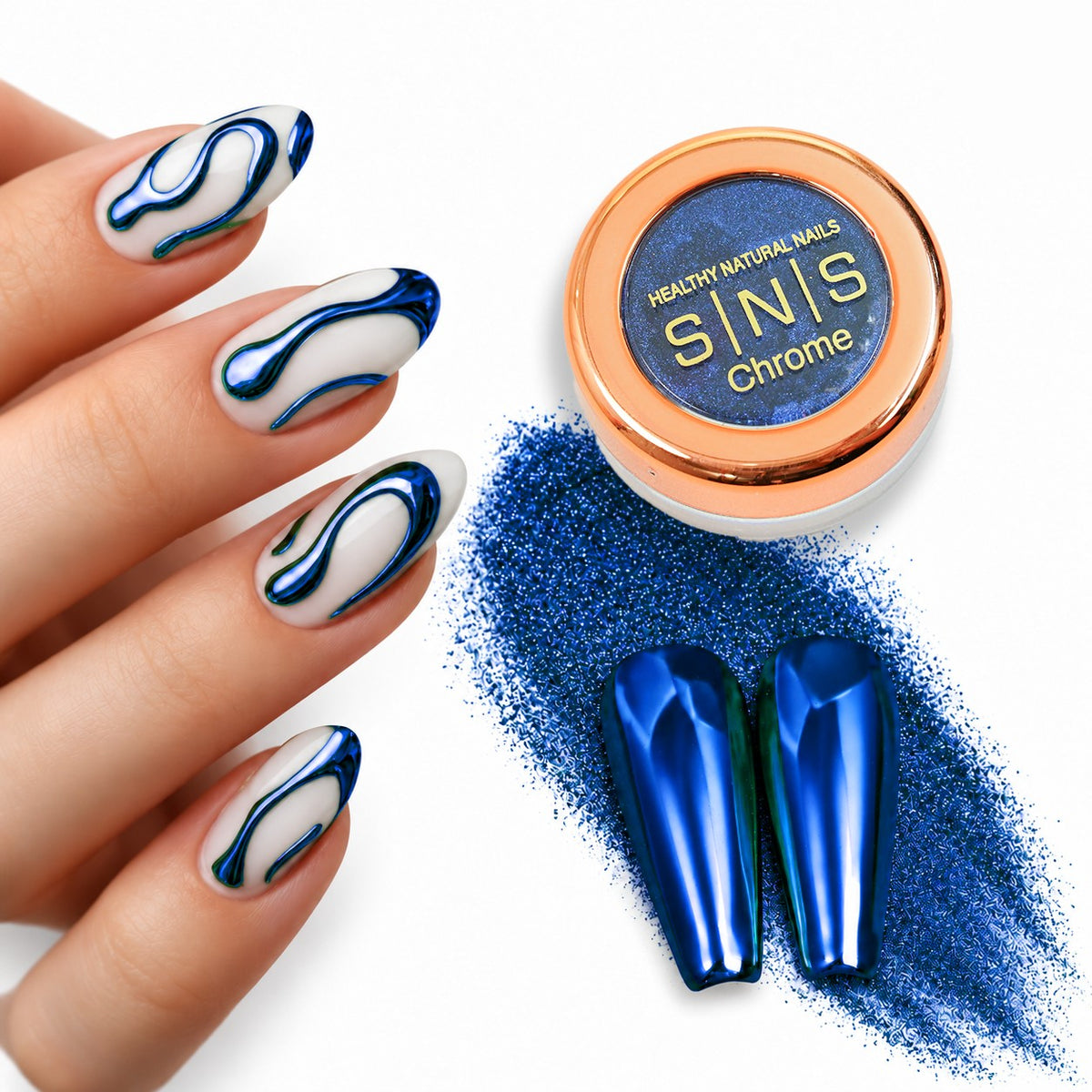 SNS Chrome Powder - Set 12 Colors with SNS Chrome Base & Chrome Top - DTK Nail Supply