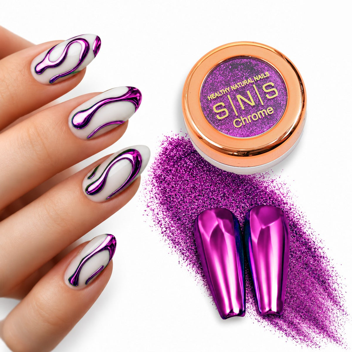 SNS Chrome Powder - Set 12 Colors with SNS Chrome Base & Chrome Top - DTK Nail Supply