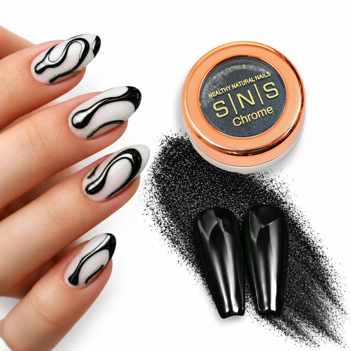 SNS Chrome Powder - Set 12 Colors with SNS Chrome Base & Chrome Top - DTK Nail Supply