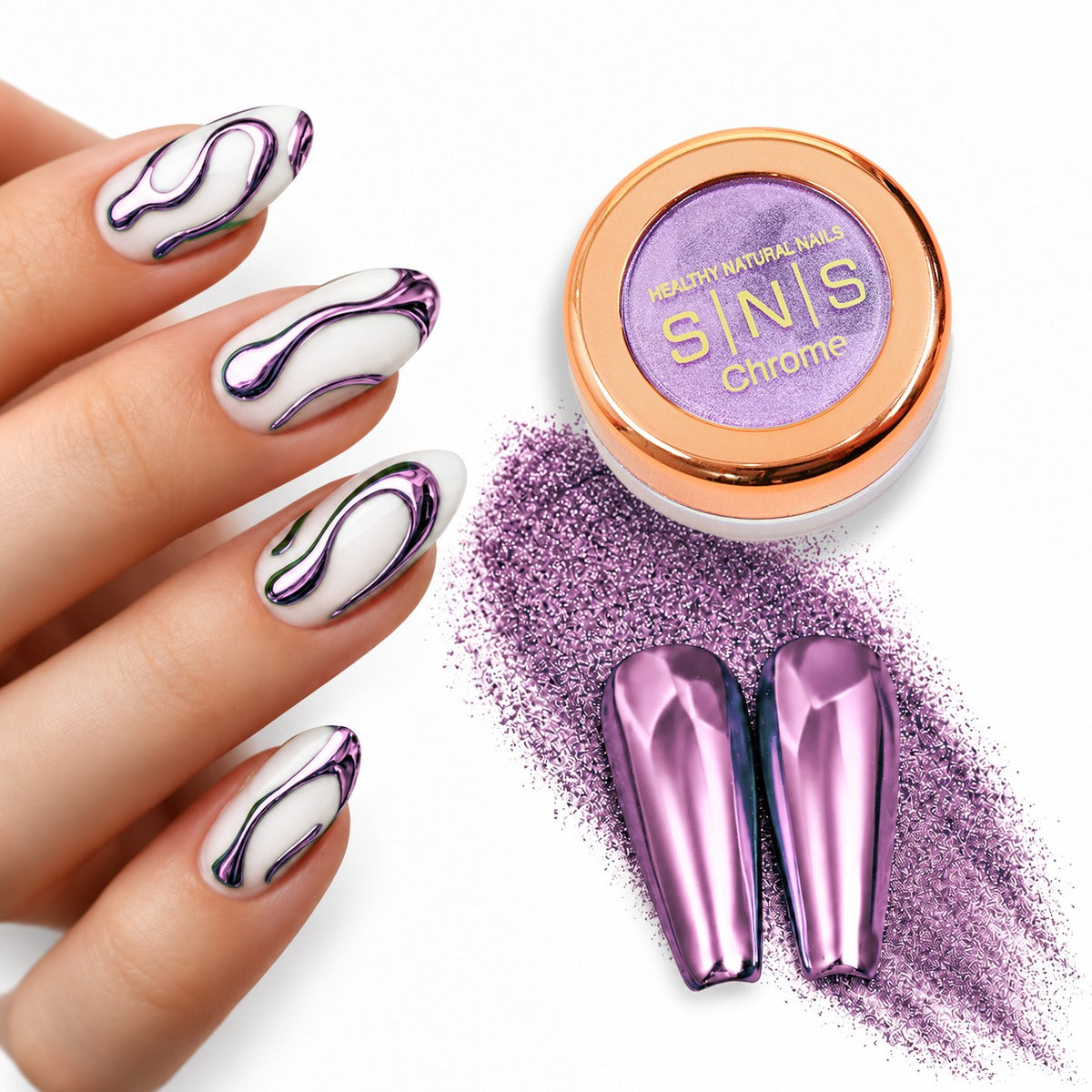 SNS Chrome Powder - Set 12 Colors with SNS Chrome Base & Chrome Top - DTK Nail Supply