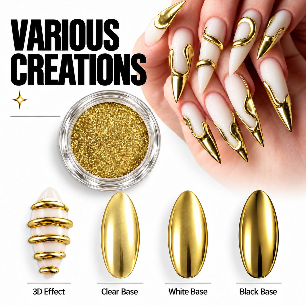 SNS Chrome Powder - Set 12 Colors with SNS Chrome Base & Chrome Top - DTK Nail Supply