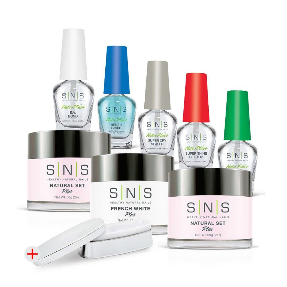 SNS Dip Powder Pink & White Kit 1 + FREE MOLDING: French White, Pink, Base, Essentials - DTK Nail Supply