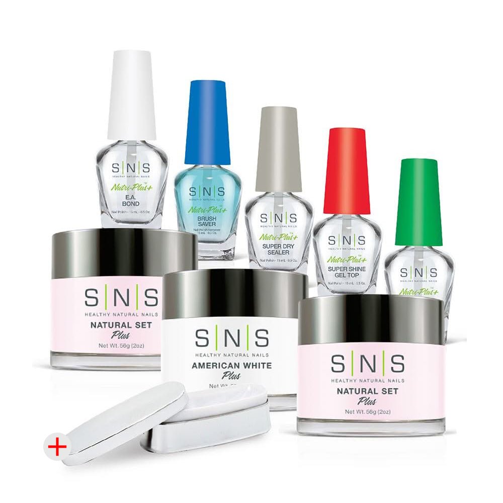 SNS Dip Powder Pink & White Kit 2 + FREE MOLDING: American White, Pink, Base, Essentials - DTK Nail Supply