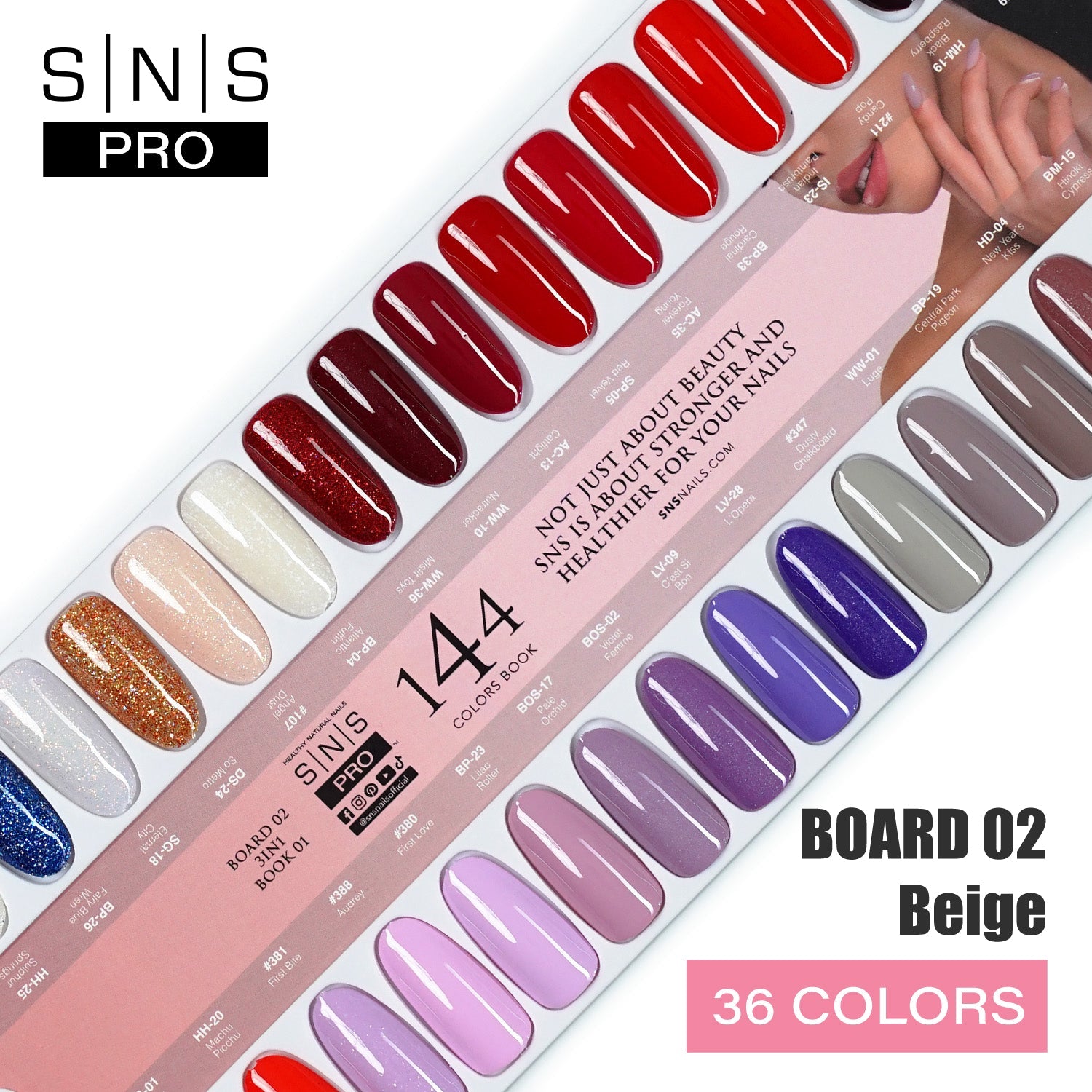 SNS Pro 3 in 1 - Board 2 Beige (037 - 072) - Dip, Gel & Lacquer Matching - DTK Nail Supply