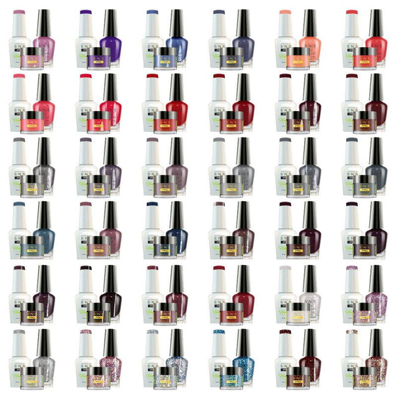 SNS Pro 3 in 1 - Board 2 Burgundy (037 - 072) - Dip, Gel & Lacquer Matching - DTK Nail Supply
