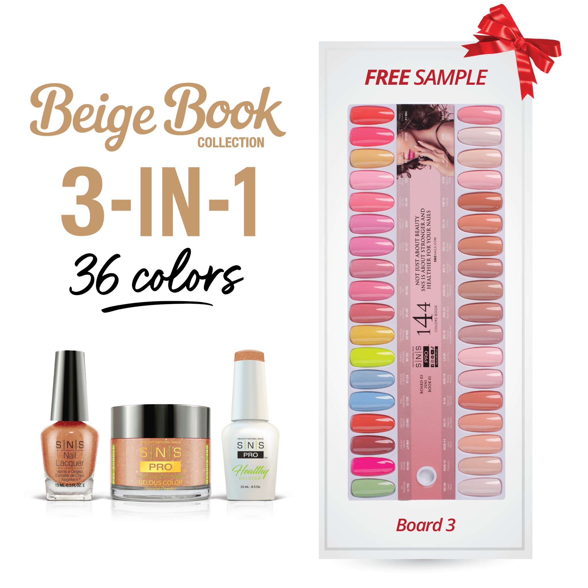 SNS Pro 3 in 1 - Board 3 Beige (073 - 108) - Dip, Gel & Lacquer Matching - DTK Nail Supply