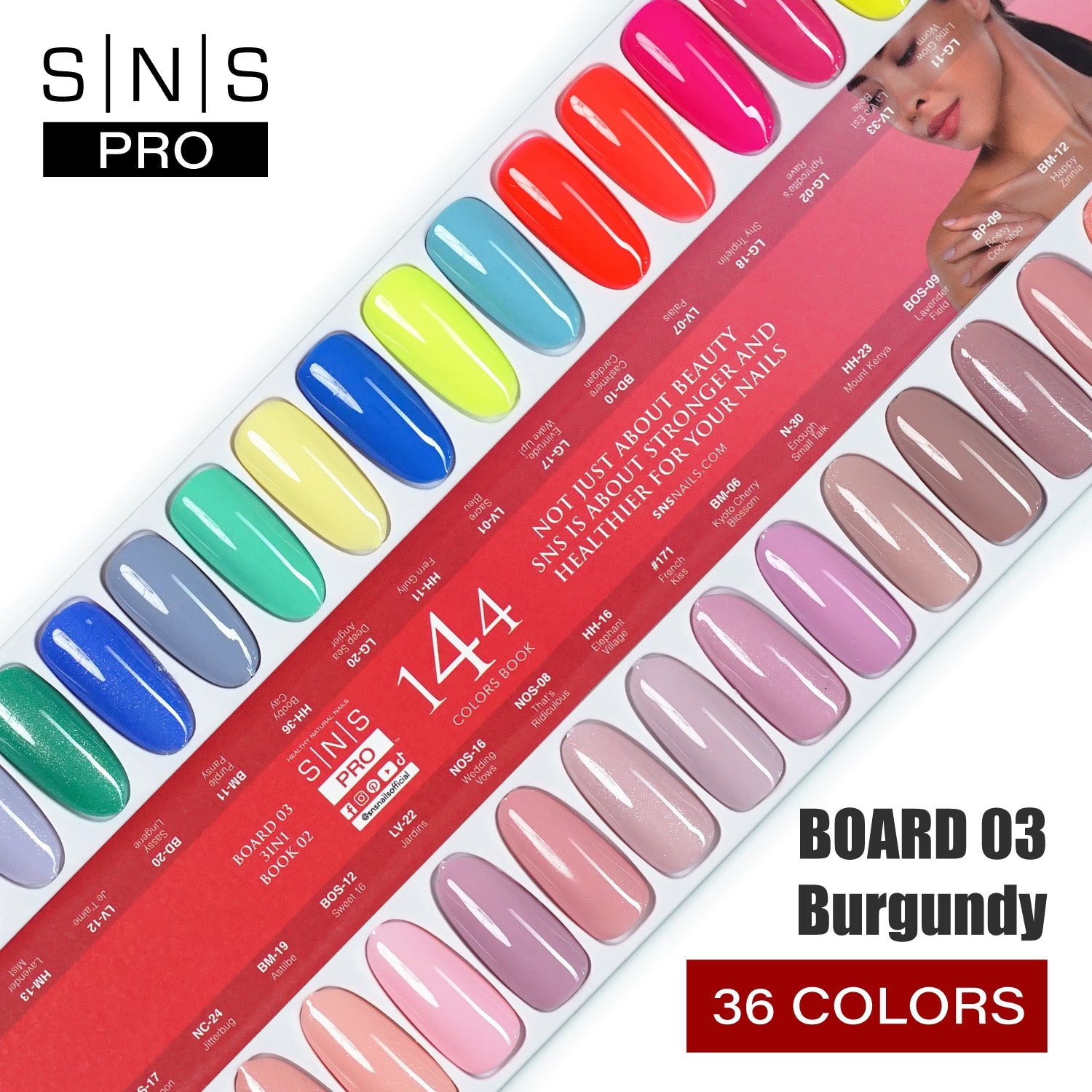 SNS Pro 3 in 1 - Board 3 Burgundy (073 - 108) - Dip, Gel & Lacquer Matching - DTK Nail Supply