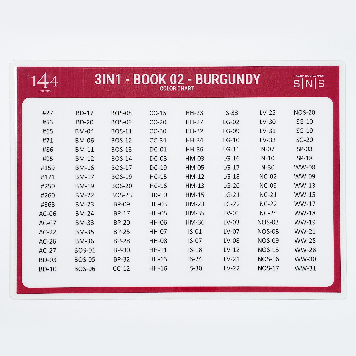 SNS Pro 3 in 1 - Set 144 Colors Burgundy Collection - Dip, Gel & Lacquer Matching - DTK Nail Supply