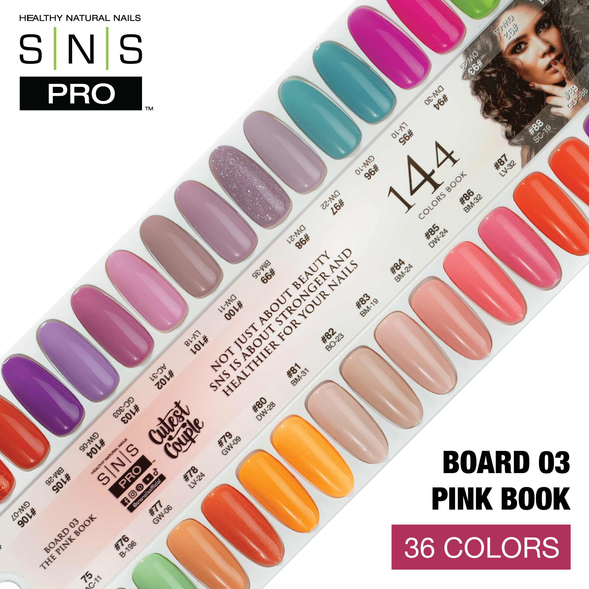 SNS Pro 4 in 1 - Board 3 Pink Collection (073 - 108) - Dip, Gel & Lacquer Matching - DTK Nail Supply