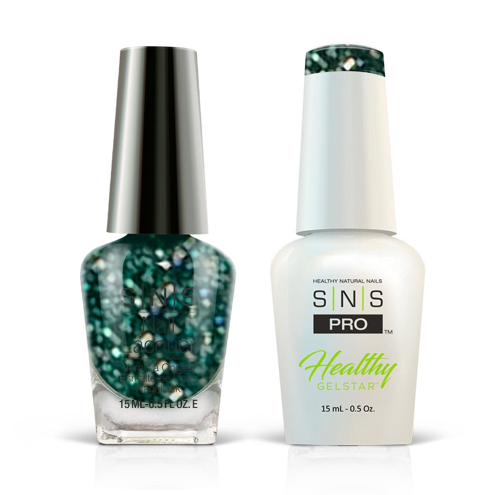 SNS Pro 4 in 1 Tiffany Blue - 143 BO - 029 POT OF SPARKLES - Dip, Gel & Lacquer Matching - DTK Nail Supply