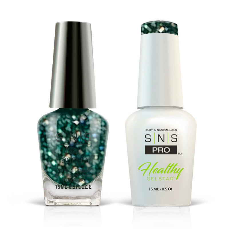 SNS Pro 4 in 1 Tiffany Blue - 143 BO - 029 POT OF SPARKLES - Dip, Gel & Lacquer Matching - DTK Nail Supply