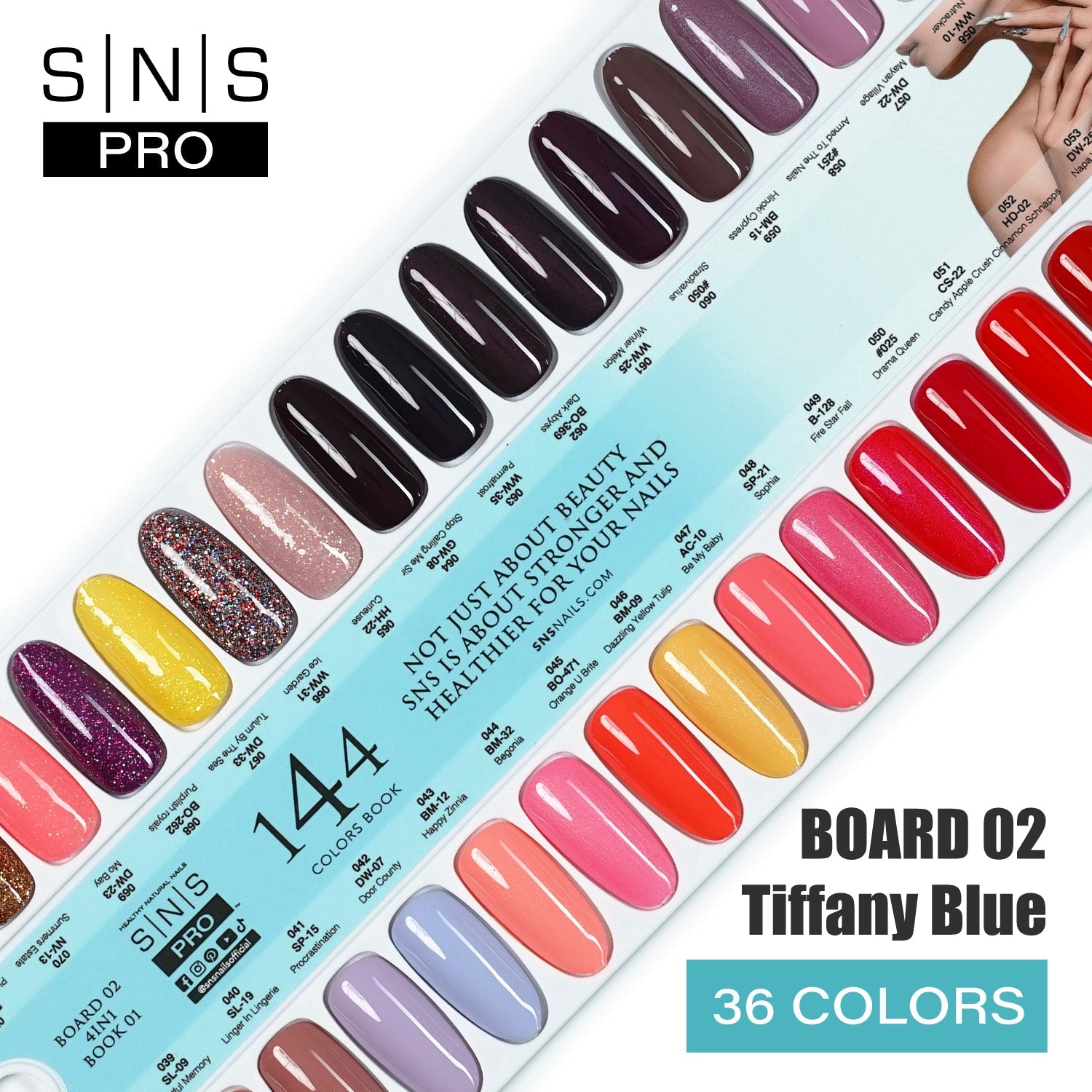 SNS Pro 4 in 1 Tiffany Blue - Board 2 (037 - 072) - Dip, Gel & Lacquer Matching - DTK Nail Supply
