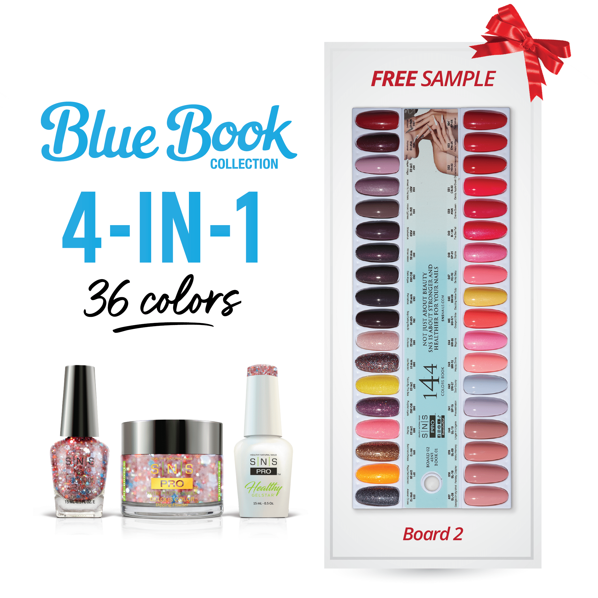 SNS Pro 4 in 1 Tiffany Blue - Board 2 (037 - 072) - Dip, Gel & Lacquer Matching - DTK Nail Supply