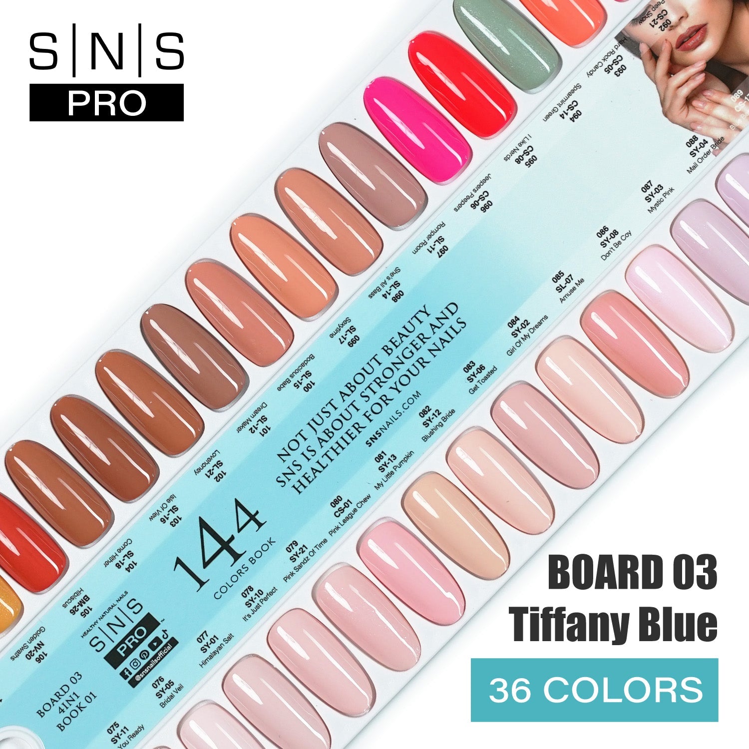 SNS Pro 4 in 1 Tiffany Blue - Board 3 (073 - 108) - Dip, Gel & Lacquer Matching - DTK Nail Supply